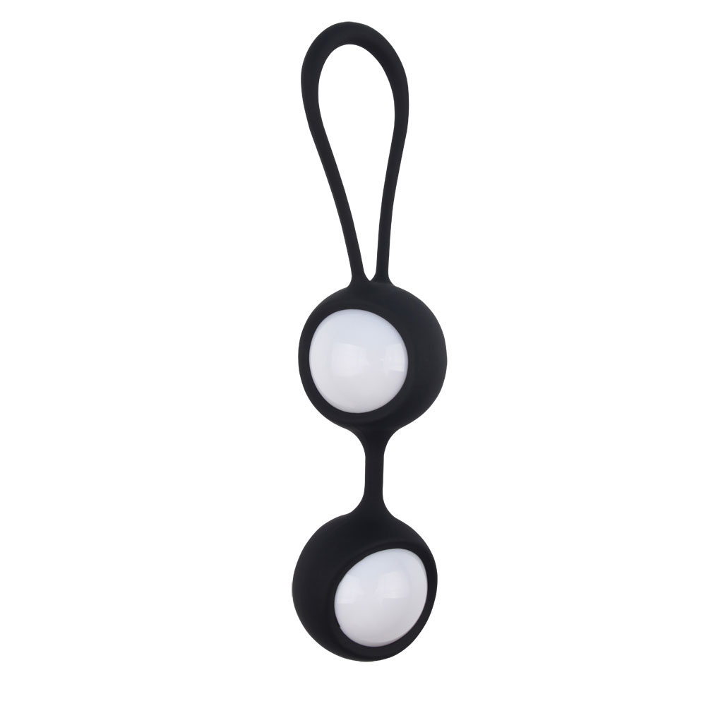 Bolas Ben Wa com arnês de silicone e bolas rolantes para exercícios Kegel pretas