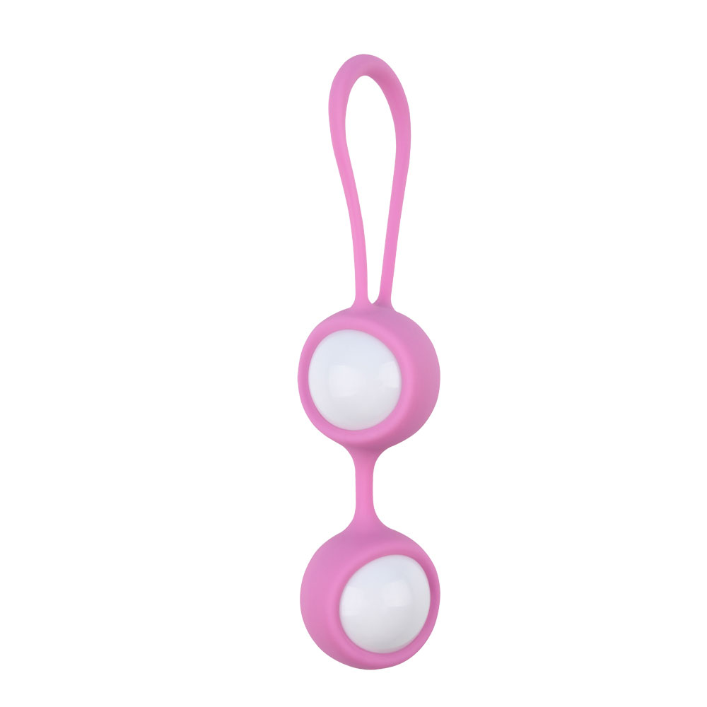 Bolas Ben Wa com arnês de silicone e bolas rolantes para exercício Kegel rosa